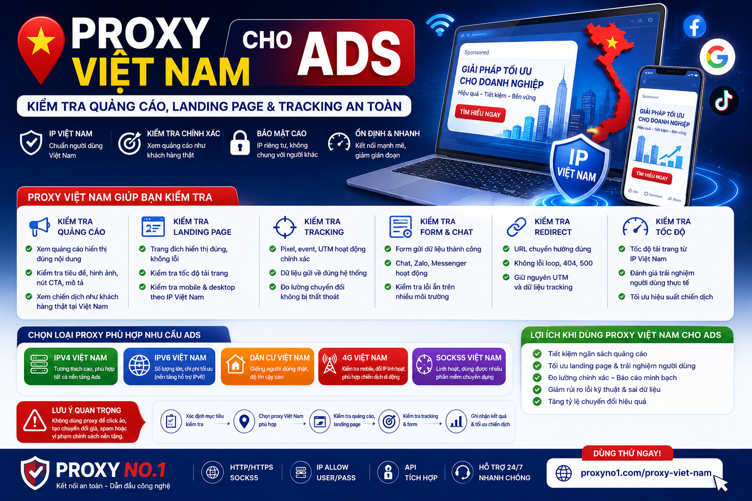 Proxy Việt Nam cho Ads: Kiểm tra quảng cáo, landing page và tracking an toàn